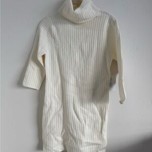 Pink Lily Cream Ribbed Turtleneck Dress